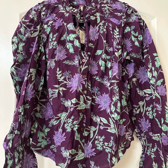 Free People ruffled cotton blouse xs - Picture 2 of 4